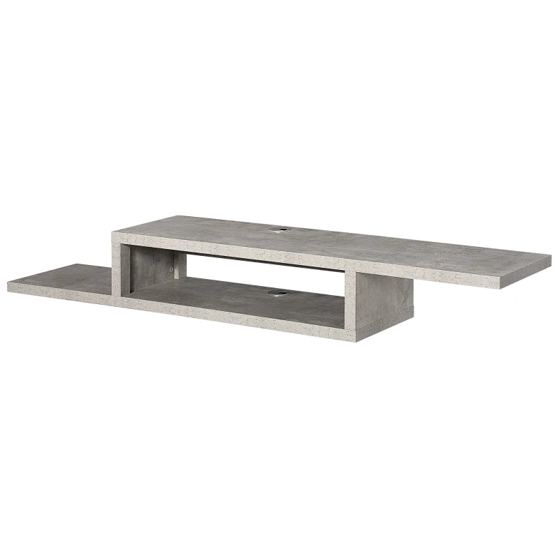 HOMCOM Floating TV Unit, Wall Mounted TV Stand With Open Shelf And 2 Cable Holes, Entertainment Unit For Living Room, Grey