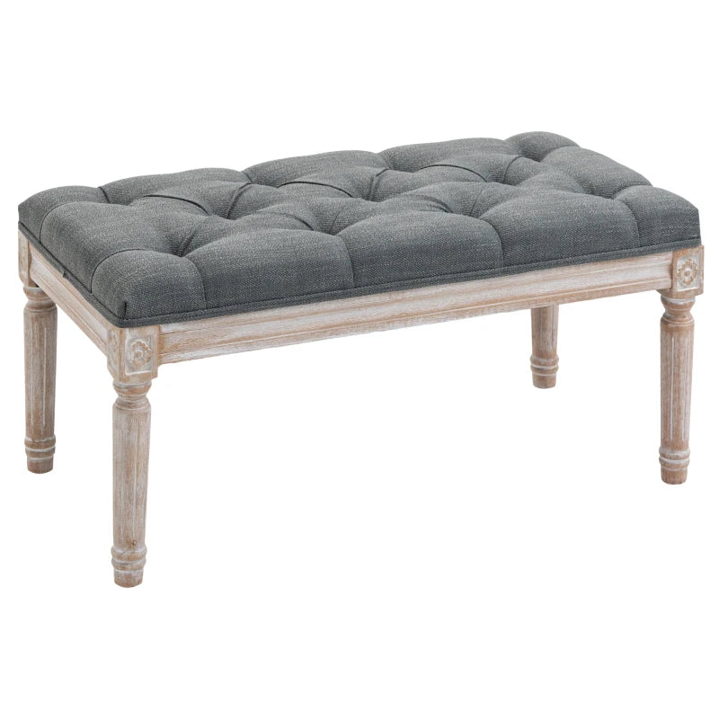 HOMCOM Vintage Shoe Benches with Wood Frame 80x40x41cm - Grey