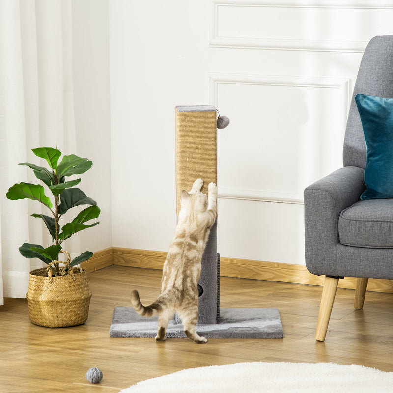 PawHut Cat Scratching Post 79cm Tall Scratcher Climber Cat Tree Activity Centre Grey