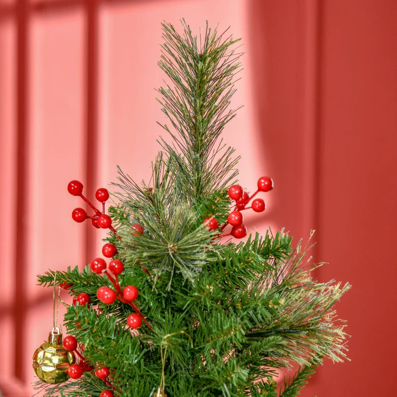 HOMCOM 1.5m Christmas Tree Slim 5' with Berries