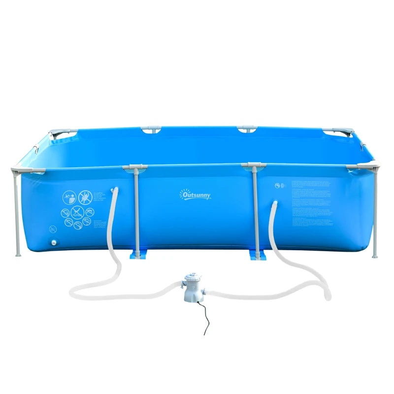 Outsunny Swimming Pool with Steel Frame & Filter 315L x 225W x 75H cm - Blue