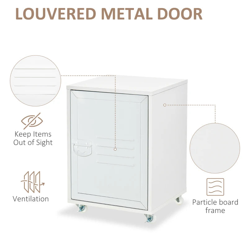 HOMCOM Filing Cabinet with Metal Door 55x38x38cm White