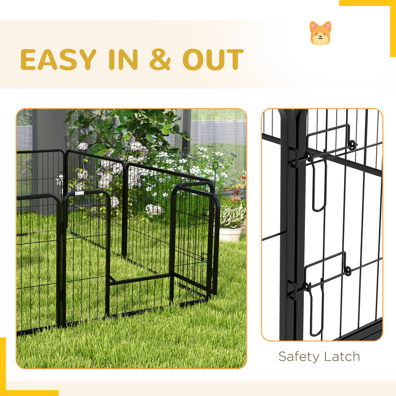 Pawhut Pet Pen Guinea Dog Pig Puppy Playpen Play House Steel Hutch Metel Black