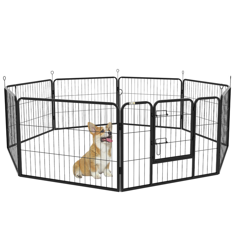 Pawhut Pet Pen Guinea Dog Pig Puppy Playpen Play House Steel Hutch Metel Black