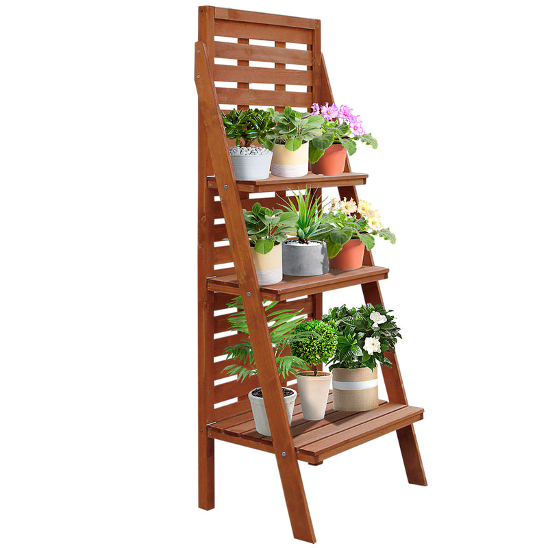 outdoor plant shelves and racks uk Outsunny Three-Tier Plant Rack Outdoor Organiser Unit Ladder Design St