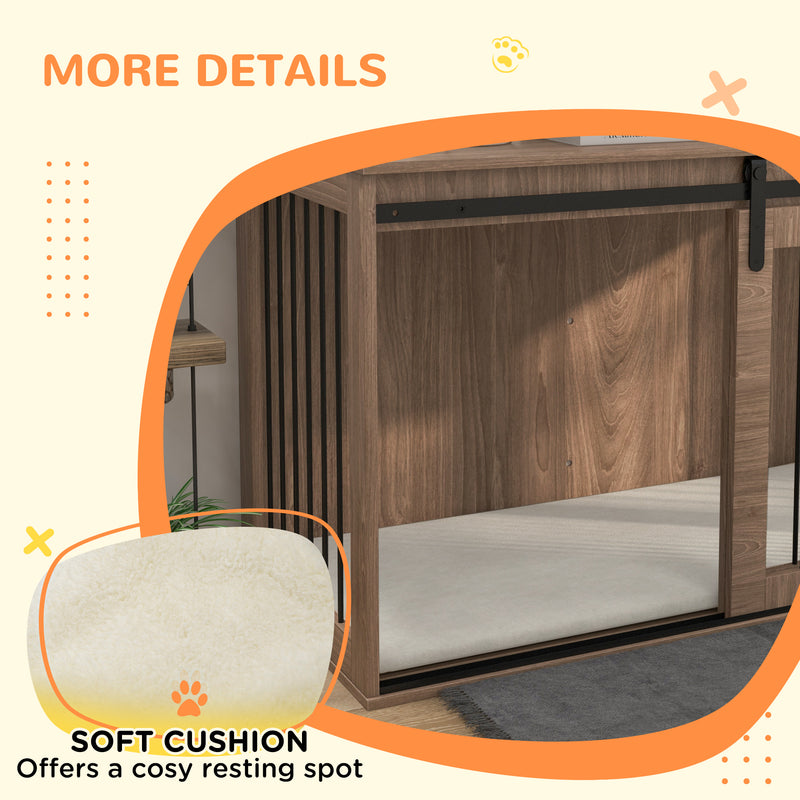 PawHut Dog Crate Furniture with Removable Cushion for XL Dogs - Brown