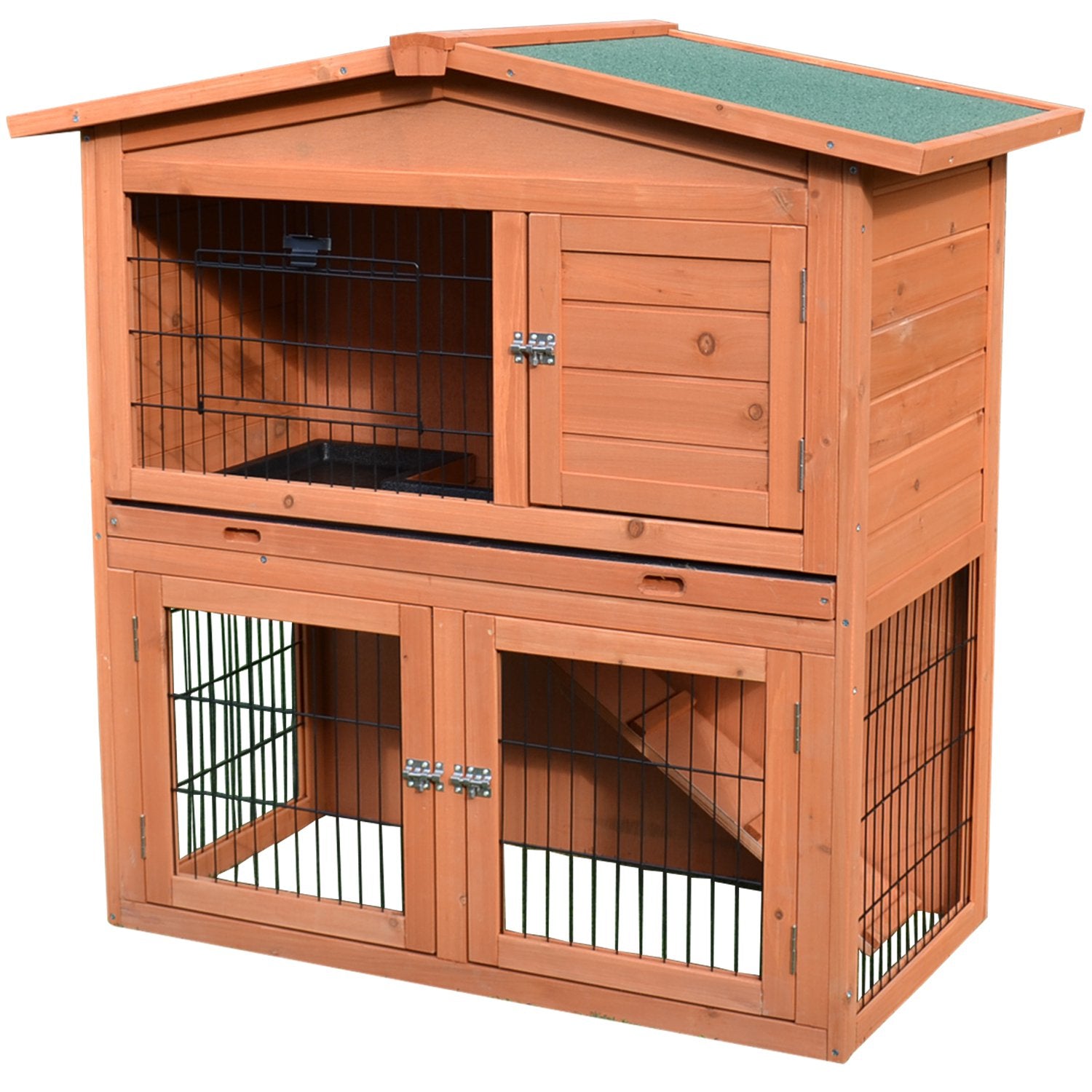 Multi Rabbit Hut Pawhut Multi Level Rabbit Hutch
