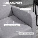 HOMCOM Modern Armchair Accent Chair with Rubber Wood Legs for Bedroom Light Grey