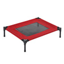 PawHut Elevated Pet Bed Portable Camping Raised Dog Bed w/ Metal Frame Black and Red (Medium)