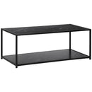 HOMCOM Coffee Table Cocktail Table w/ Faux Marble Top and Steel Frame, Black