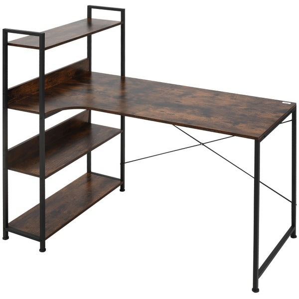 HOMCOM Vintage Computer Desk with Shelves 120cm - Black