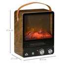 HOMCOM Tabletop Electric Fireplace with Handlle - Dark Walnut