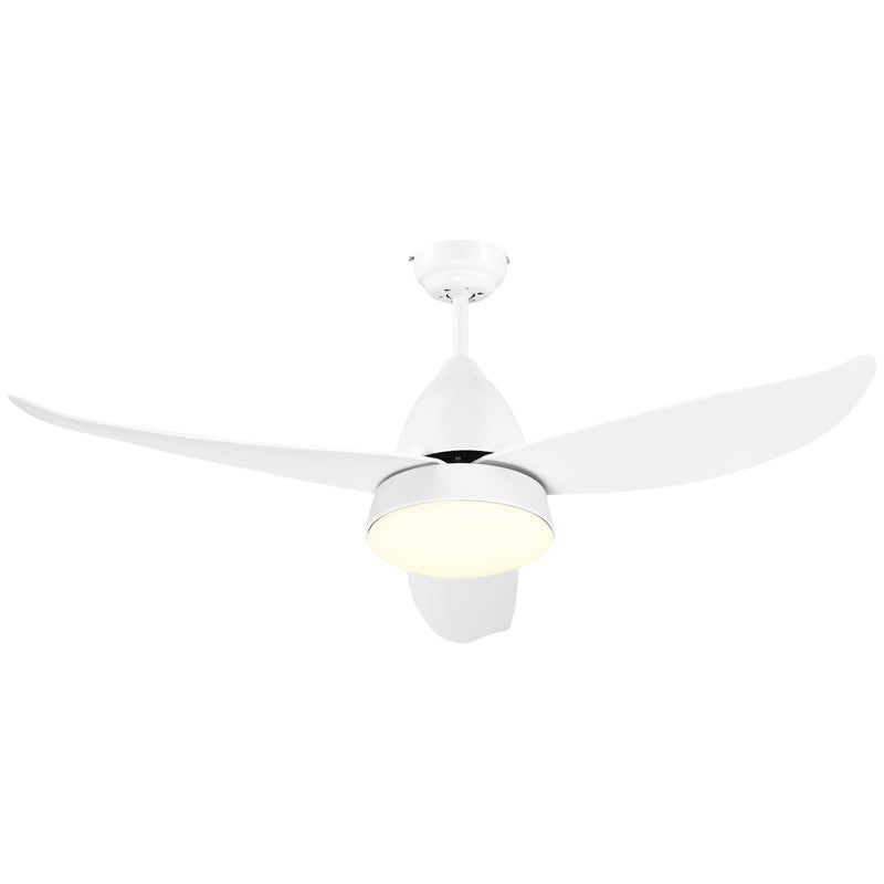 HOMCOM Reversible Ceiling Fan with Light, 3 Blades, Mount Lighting Fan, White