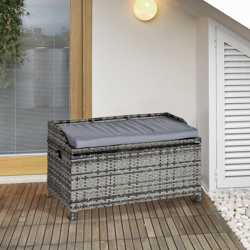 Outsunny Rattan Storage Bench Grey