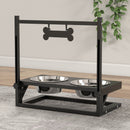 PawHut Raised Dog Bowl w/ Adjustable Height Stand for Small Medium Large Dogs