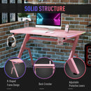 HOMCOM Gaming Desk with LED Lighting Strip 120cm Pink
