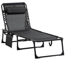 Outsunny Lounger Folding Reclining Camping Bed 5-position Adjustable Black