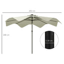 Outsunny Garden Parasol Umbrella with LED Lights and Tilt, Table Umbrella