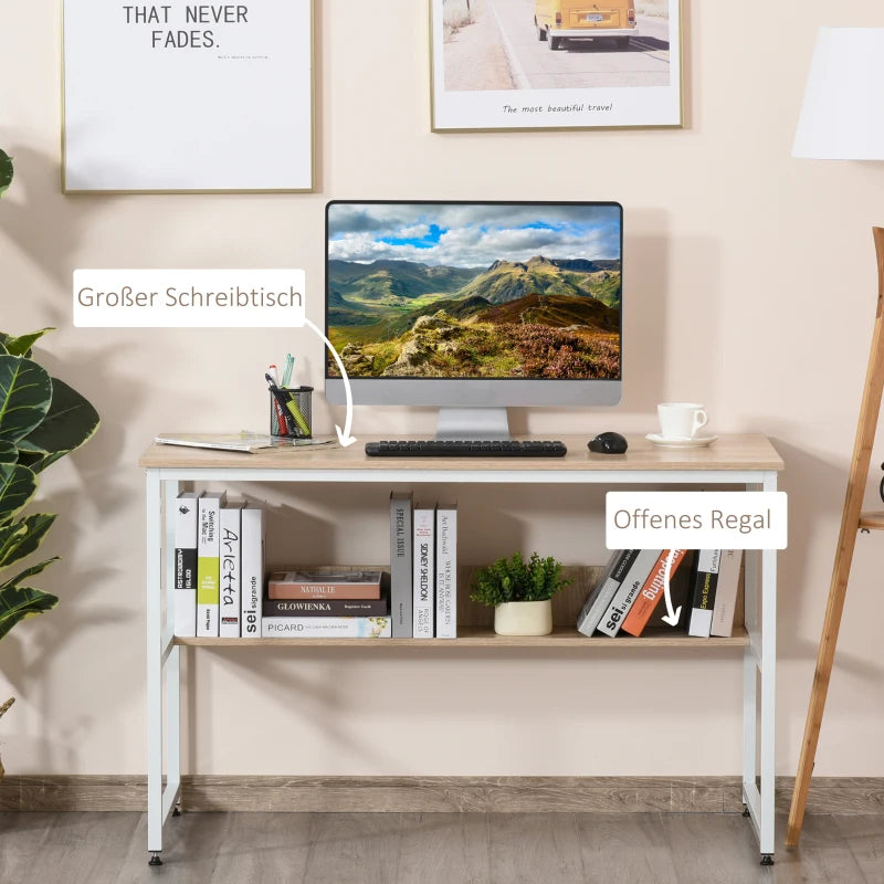 HOMCOM Computer Desk with Shelves - Oak