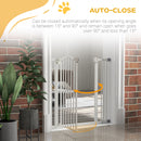 PawHut 74-87cm Adjustable Metal Pet Gate Safety Barrier w/ Auto-Close White