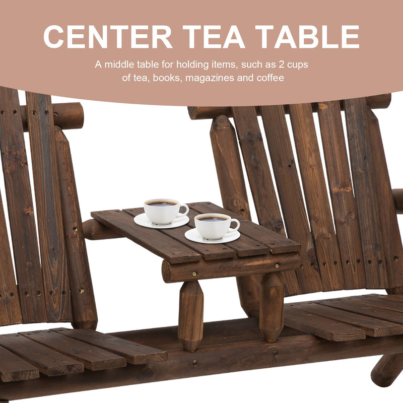 Outsunny Adirondack style Garden Bench - Carbonised