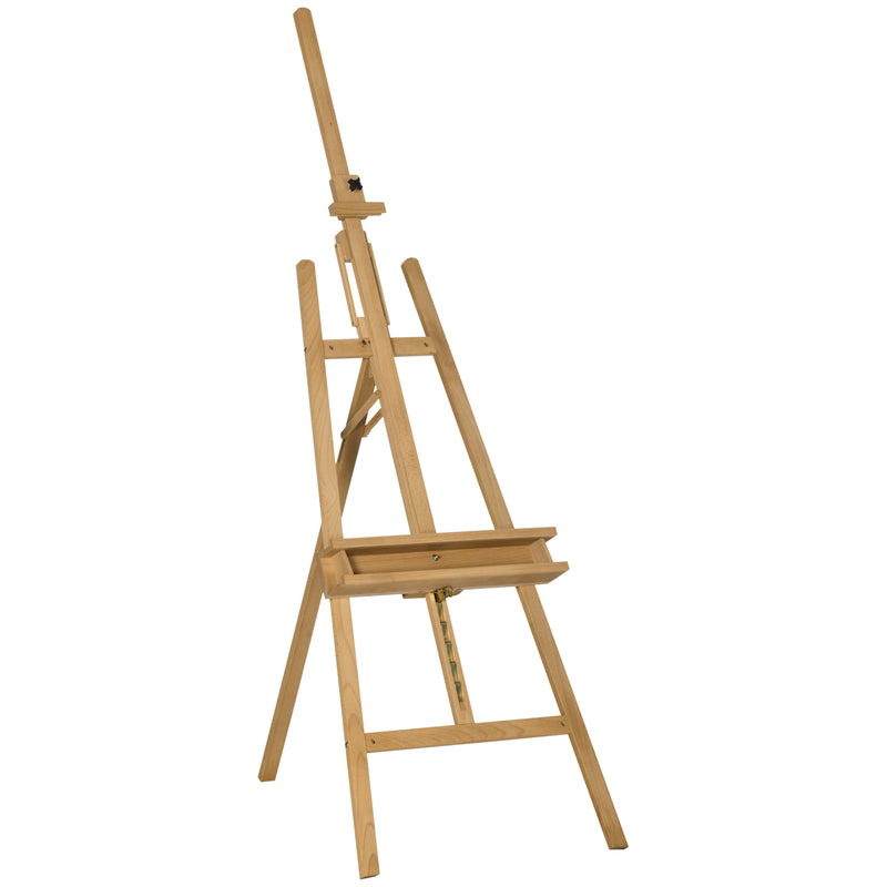 Vinsetto Artist Easel Stand for Wedding Sign with Brush Holder, Beech Wood A-Frame Tripod Studio Easel, Portable Adjustable Art Stand for Painting, Sketching, Exhibition, Holds Canvas up to 120cm