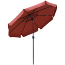 Outsunny 2.7m Patio Umbrella Garden Parasol with Crank, Ruffles, 8 Ribs, Wine Red