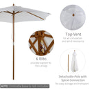 Outsunny 2.5m Wood Garden Parasol Sun Shade Patio Outdoor Wooden Umbrella Canopy