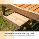 Outsunny Wooden Sun Lounger Outdoor Patio Sun Bed Adjustable w/ Pull-out Table