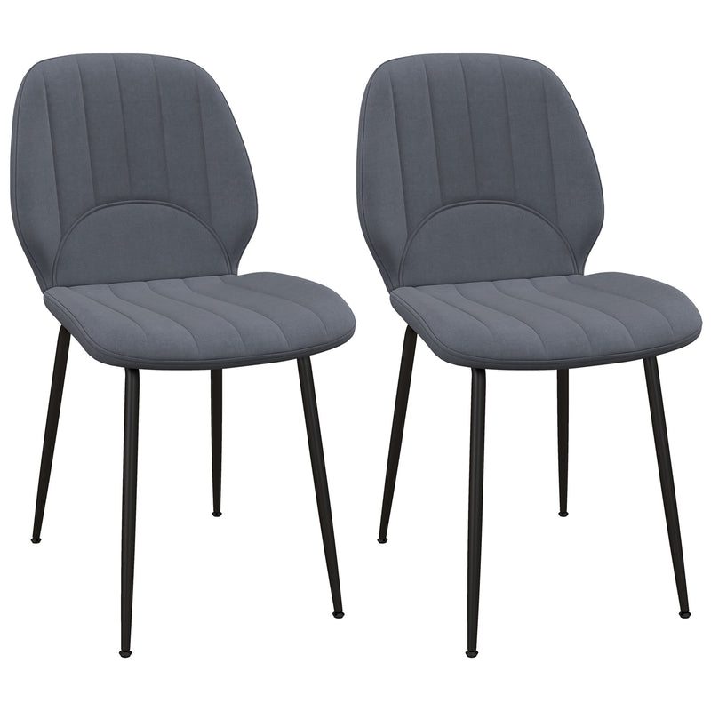 HOMCOM Modern Dining Chairs Set of 2 with Padded Seat and Steel Legs, Dark Grey
