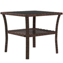 Outsunny PE Rattan Coffee Table, Two-tier Side Table with Glass Top, Brown