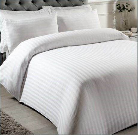Lewis's Satin Stripe 100 % Cotton Duvet Set - White