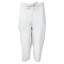 Ladies Linen 3/4 Crop Trousers - White