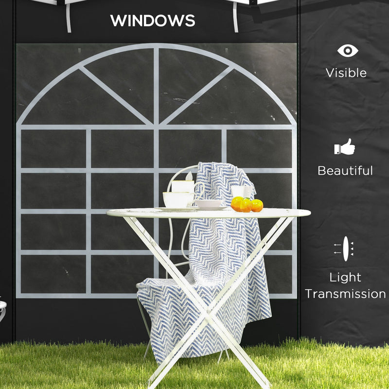 Outsunny 3x3(m) or 3x6m Pop Up Gazebo Side Panels Replacement, 2 Pack, Black