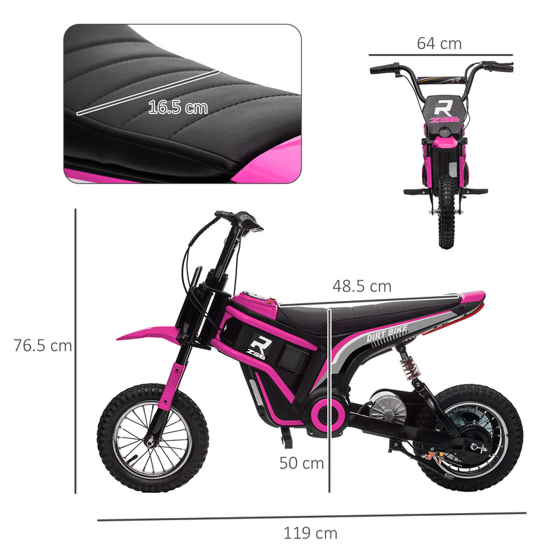 HOMCOM 24V Kids Electric Motorbike with Twist Grip Throttle, Music, Horn - Pink
