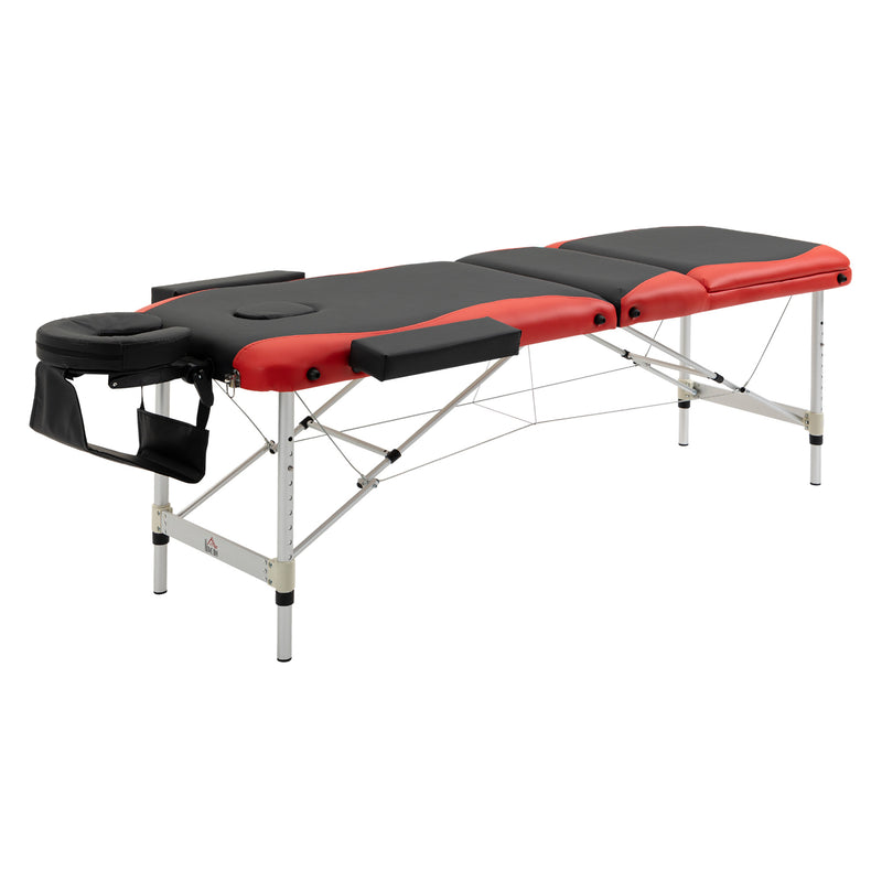 HOMCOM Portable PVC Massage Table Beauty Therapy Couch Bed Spa Aluminum Red