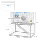 PawHut 3 Tiers Hamster Cage w/ Ramps Platforms Hut Exercise Wheel Water Bottle