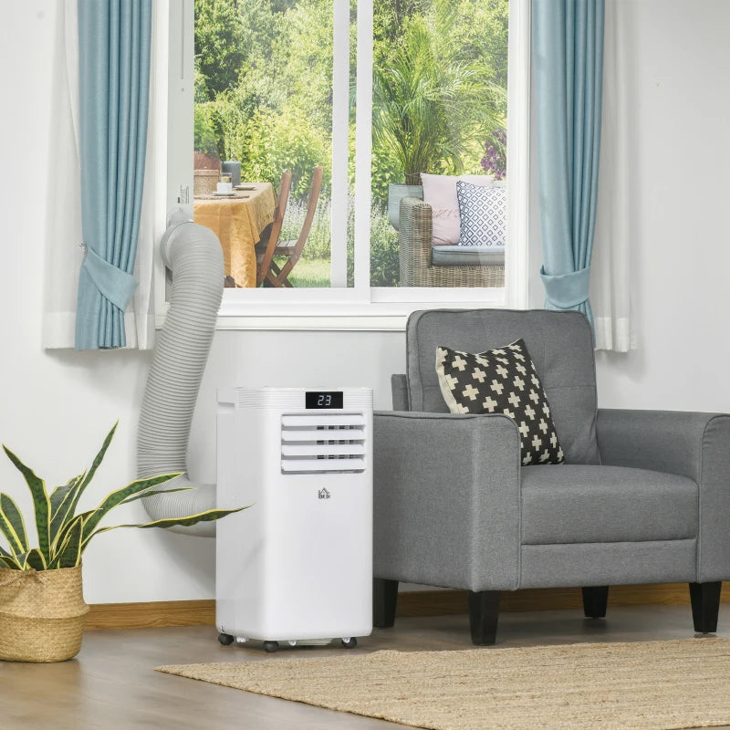 HOMCOM 9000 BTU Portable Air Conditioner for Cooling Dehumidifier Fan, Air Conditioning Unit for Room up to 18m², with Remote, 24H Timer, Window Mount Kit, R290, A Energy Efficiency