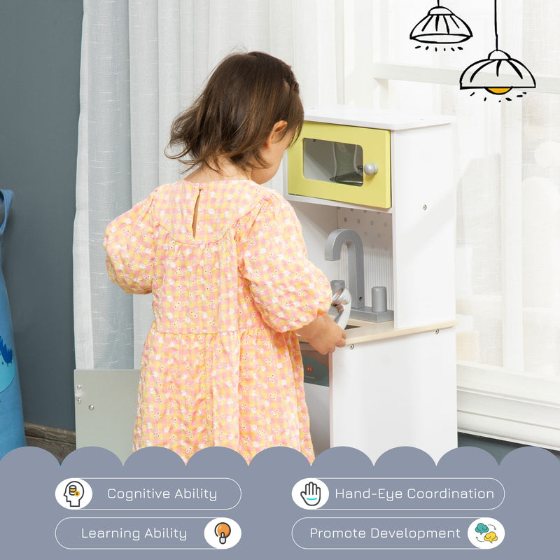 Kids Kitchen Play Cooking Toy Set w/ Sink, Telephone, Gift for Boys & Girls