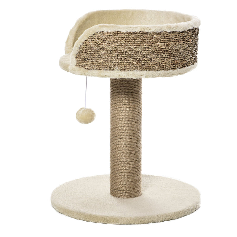 PawHut Cats Elevated Jute Rope Scratching Tree w/ Dangle Toy