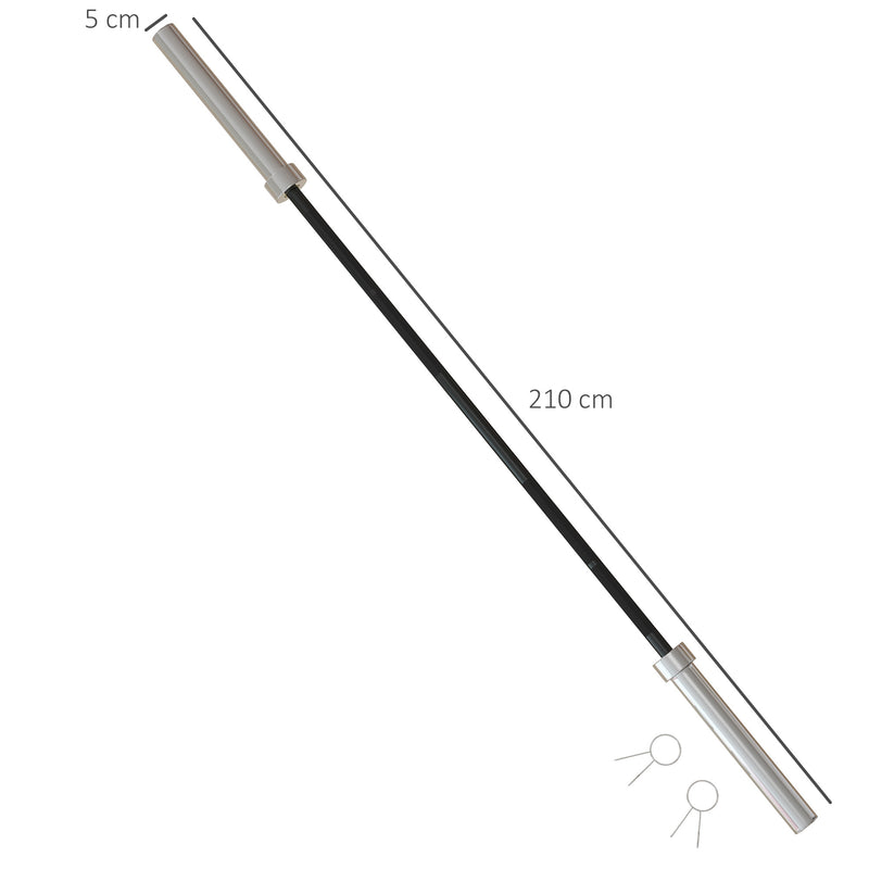 SPORTNOW 5cm Weight Lifting Bar, Barbell Bar with Spring Clips, 210cm, 20kg