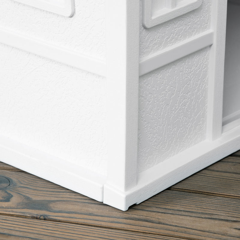 PawHut Weather-Resistant Dog House, Puppy Shelter for Medium Dogs - Grey