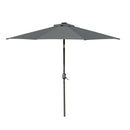 Outsunny 2.7m Patio LED Umbrella with Push Button Tilt/Crank 8 Ribs Grey