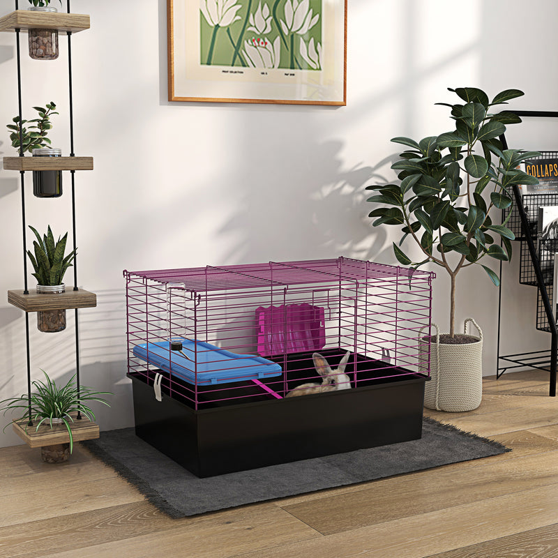 PawHut Small Animal Cage, Rabbit Guinea Pig Hutch, Pet Playhouse