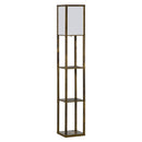 HOMCOM Floor Lamp Reading Lamp with 3-Tier Storage Shelf for Home Office Brown