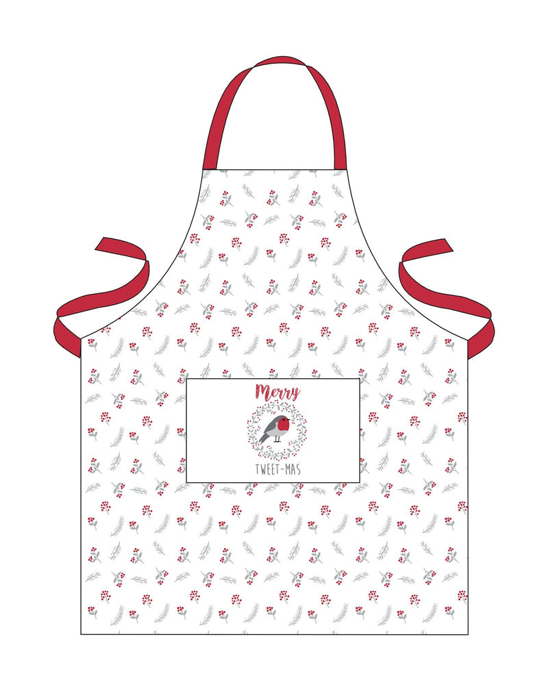 Christmas Country Club Novelty Design Apron - Merry Tweet-mas Robin