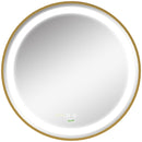 kleankin Wall Mounted LED Bathroom Mirror with 3 Light Colours Time Display Gold