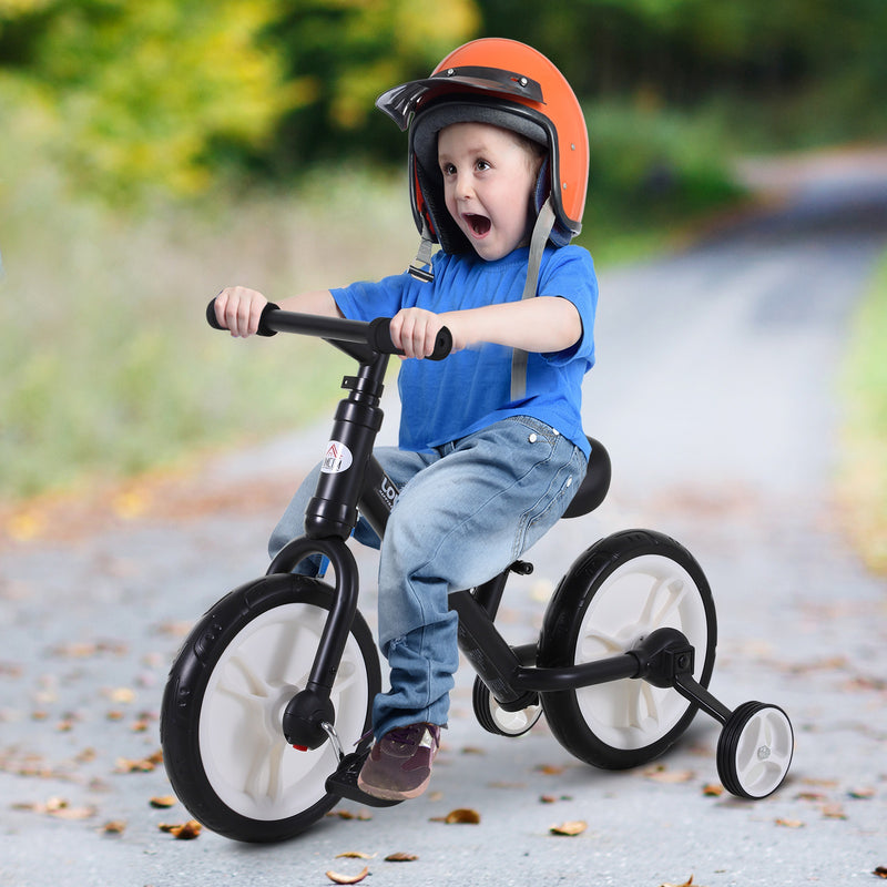 Toddler Balance Bike with Stabalisers - Black