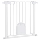 PawHut 75-82 cm Pet Safety Gate Pressure Fit Stair w/ Small Door Double Locking