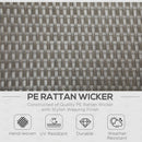 Outsunny 4 Piece Rattan Garden Furniture Set with Sofa, Glass Table, Grey